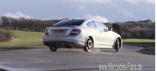 Manche mögen's schmal: Crazy Drift mit dem Mercedes C63 AMG // Video: Erstaunlich: Auch als Schmalspur-Sportler macht der AMG Sportwagen eine exzellente Figur 