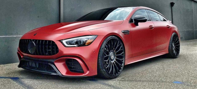 Mercedes-AMG GT 63 4-Türer Coupé: gieriges Tuning von RDB LA: Geil gemachter GT 63: 24-Zöller, Satin-Folie, Spinner Caps mit Stern