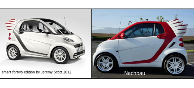 Nachbau eines smart fortwo edition by Jeremy Scott 2012: Imitation eines raren Flügelflitzers