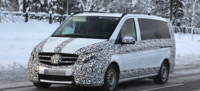 Erlkönig erwischt: Mercedes V-Klasse kurz vor der Premiere: Der Nachfolger des Viano zeigt sich beim finalen Wintertest mit geringerer Tarnung