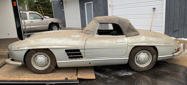 Weniger als 25.000 Kilometer auf dem Tacho und vier Jahr Jahrzehnte in einer Hand: Der Traum eines jeden Mercedes-Fans: 1960er Mercedes-Benz 300 SL Roadster als Scheunenfund