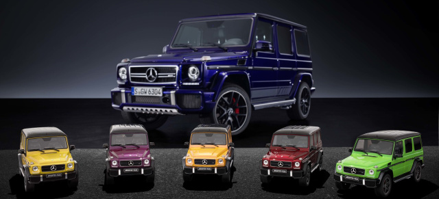 Mercedes-AMG G 63 „Crazy Colours“: Jetzt geht‘s ans Kleingemachte: Limitierte Modellauto-Serie Mercedes-AMG G 63 „Crazy Colours“ im Maßstab 1:18