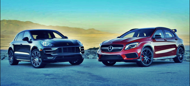 Im Duell: Porsche Macan Turbo vs. Mercedes-Benz GLA 45 AMG (Video): Die beiden dynamischen SUVs im Vergleichstest 