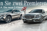 Händlerpremiere im Doppelpack: Mercedes GLA und neue C-Klasse am 15.03.2014: Its showroomtime für zwei Debütanten mit Stern