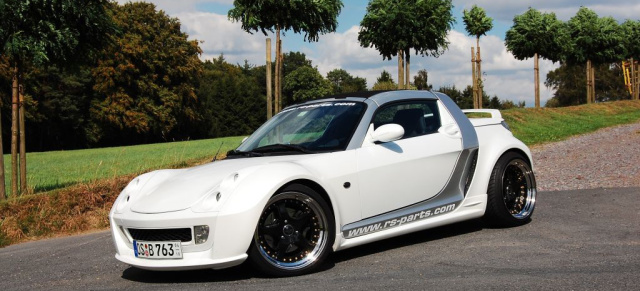 Smart gemacht: Brillanter Brabus: Der in Diamant-Weiß lackierte smart Roadster ist hochkarätiger Hingucker