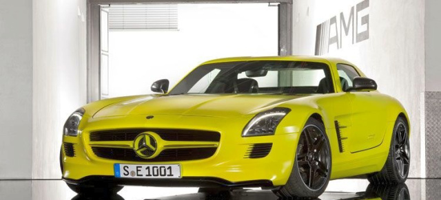 SLS AMG E-Cell: Mercedes bringt SLS mit Elektroantrieb: 533 PS beschleunigen den Elektro-Flügeltürer in vier Sekunden auf 100 km/h 