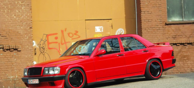 Red Bull - rassiges Mercedes W201 Tuning: 86er Mercedes-Benz 190E im roten Rennlook