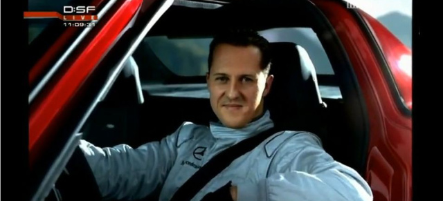 Schumi-Spot läuft spitze!: Der TV-Spot für den Mercedes Traumwagen SLS mit Michael Schumacher ist in der Zielgruppe der Neuwagenkäufer sehr erfolgreich. 