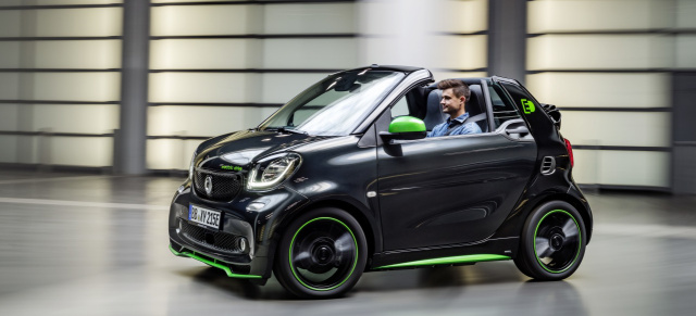 smart electric drive: Exklusives Sondermodell zum Marktstart  : smart macht es spannend in der Stadt: Sondermodell smart electric drive greenflash ab 27.839 € 