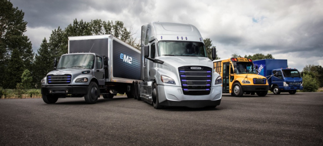 Daimler Trucks & Elektromobilität: Schwer unter Strom: Daimler präsentiert zwei Elektro-Lkw für die USA