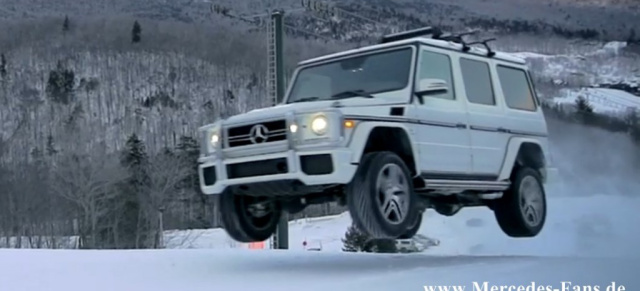 Video: Mercedes G-Klasse als Gipfelstürmer : Ein G63 AMG klettert die Skipiste aufwärts