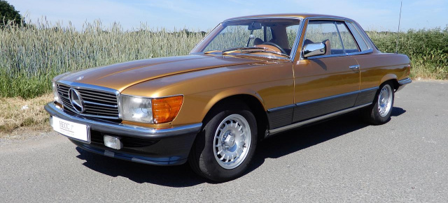 Sterne unterm Hammer: C107 bei HECC - High End Classic Cars: Goldstück: Mercedes-Benz 350 SLC in Byzanzgold-metallic