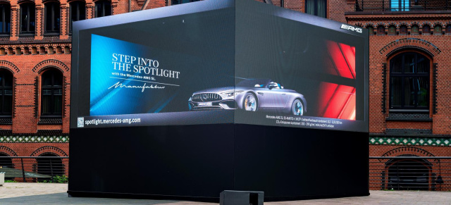 Mercedes-Benz Marketing-Aktion: AMG SL interagiert auf 3D-Billboard mit Passanten