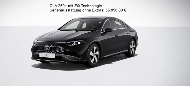 Mercedes CLA 250+ EQ - Optionen treiben den Preis: Kostspielige Extrawurst: Beispiel für einen CLA mit individueller Ausstattung