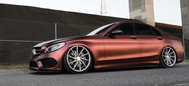 Mercedes-Benz C-Klasse: Gelungenes Stance-Tuning: Tief beeindruckender W205: Mercedes C-Klasse mit 20-Zöllern und mattglänzender Folierung 