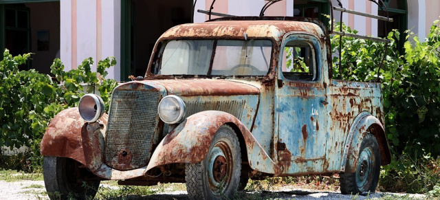 Griechische Sterne! Mercedes 170 Pick Up und mehr...: Broken Dreams: Mercedes-Oldtimer am Straßenrand auf Rhodos