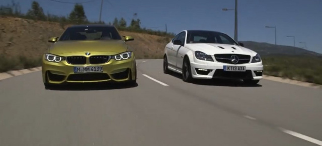 Kopf an Kopf:   Mercedes C63 AMG 507 vs.  BMW M4 Coupé: Welcher der beiden Sportwagen hat im Vergleichstest die Nase vorn?