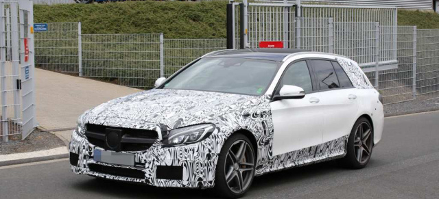 Erlkönig erwischt: Mercedes C63 AMG T-Modell: Aktuelle Aufnahmen vom C-Klasse Kombi mit AMG DNA
